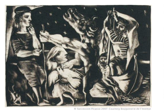 Minotaure aveugle guidé par une fillette dans la nuit, 1934