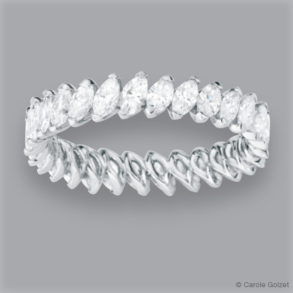 Alliance « Marquise » Or gris et diamants