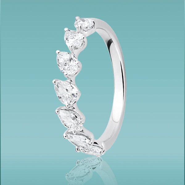 Bague « Barbade » or blanc & diamants