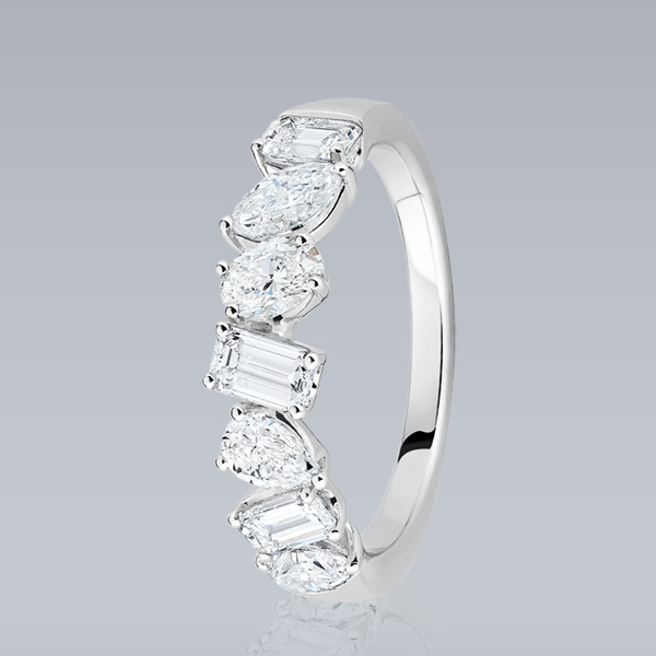 Alliance « Pérouse » or blanc et diamants