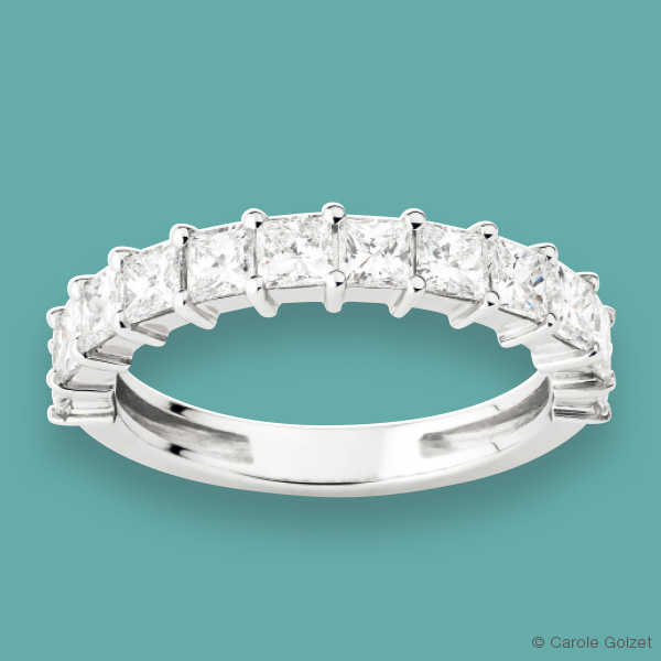 Alliance « Princesse des Coeurs » Or gris et diamants