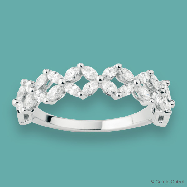 Alliance « Sentimentale » Or gris et diamants