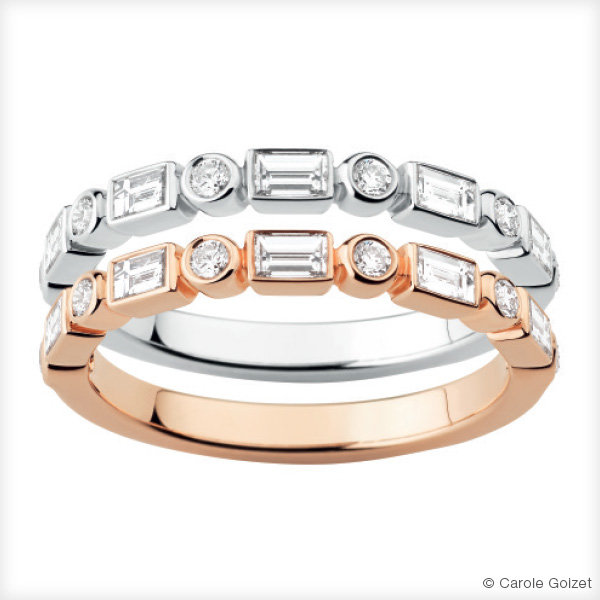 Bague « Alliances  « Fil d’amour » Or rose ou blanc et diamants 