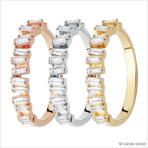 Alliances « Ligne d’ Amour » Or rose, blanc ou jaune