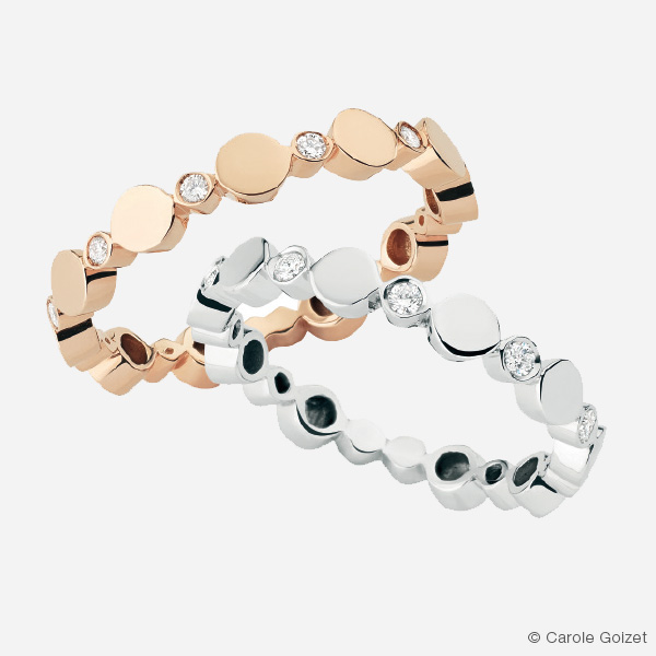 Alliances « Tendresse » Or rose ou or gris et diamants