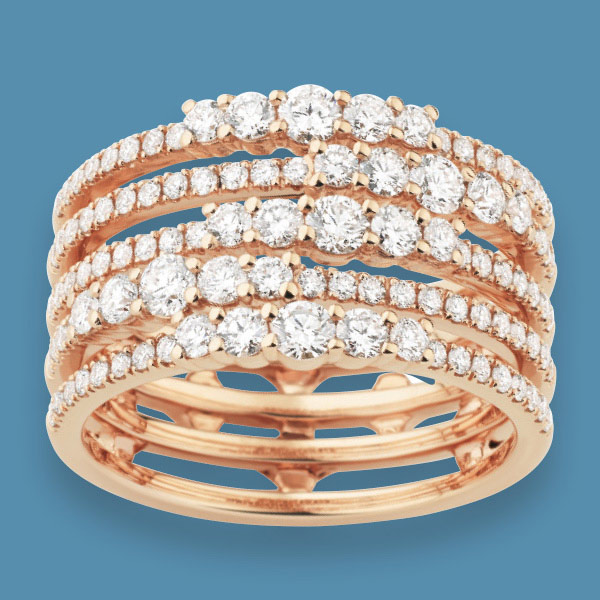 Bague « 5 lignes » Or rose et diamants