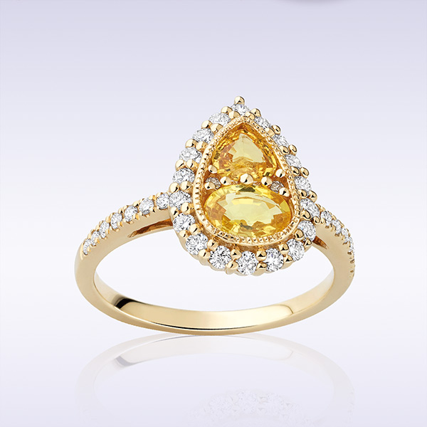Bague « Anémone » or jaune, saphirs jaunes et diamants