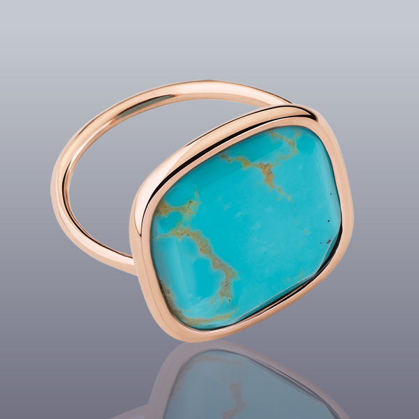 Bague « Bari » or rose et turquoise