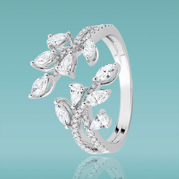 Bague « Santorin » or blanc, saphirs & diamants