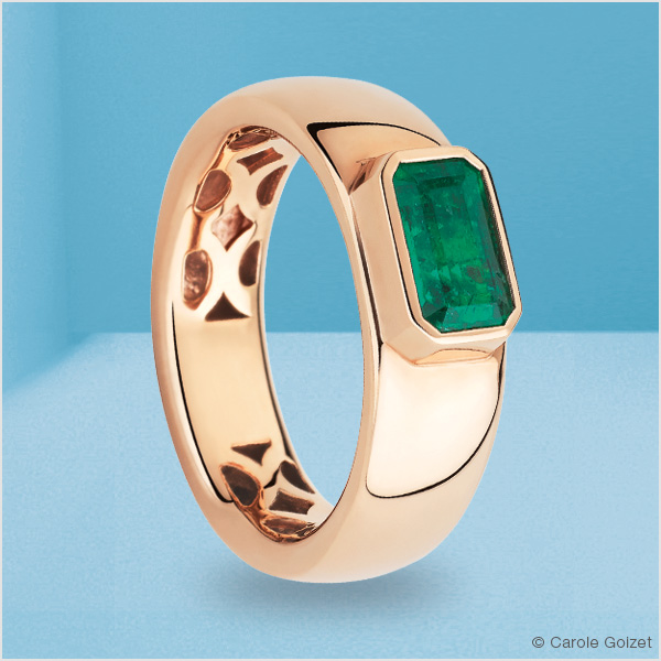 Bague « Belize » or rose & émeraude