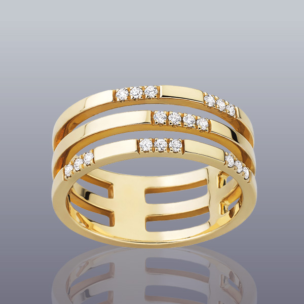 Bague « Bergame » or jaune et diamants