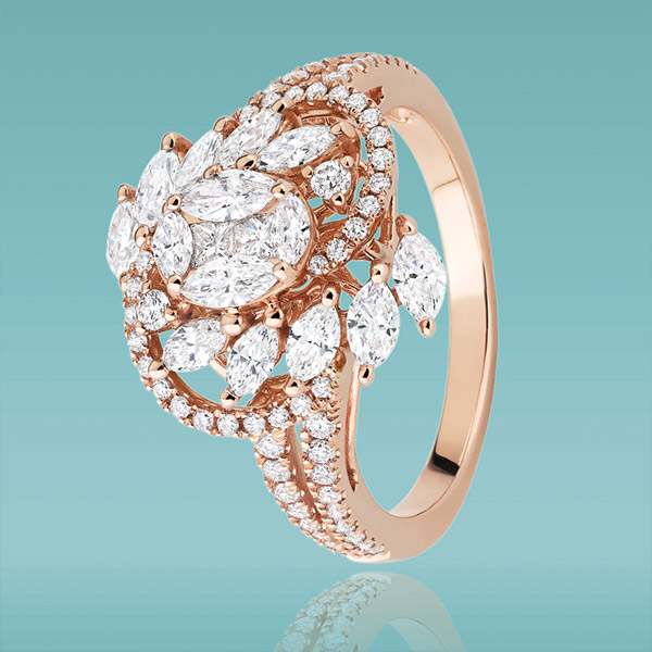 Bague « Maui » or rose & diamants