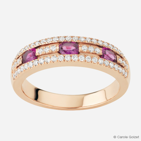 Bague « Birmane » Or rose, rubis et diamants