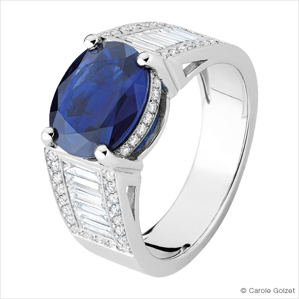 Bague « Capucine » bague Or blanc, saphir et diamants