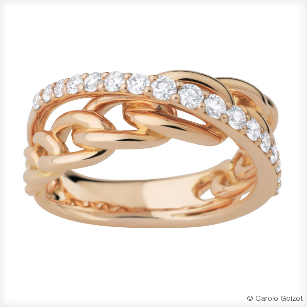 Bague « Chaine » Or rose et diamants