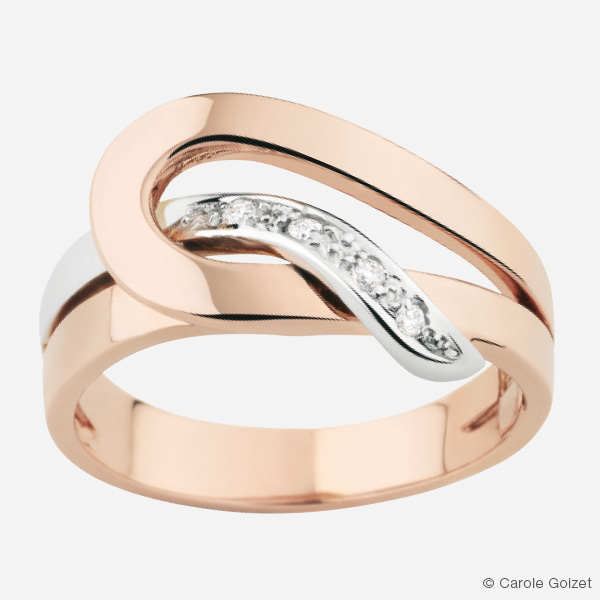 Bague « Deauville » Or gris, or rose et diamants