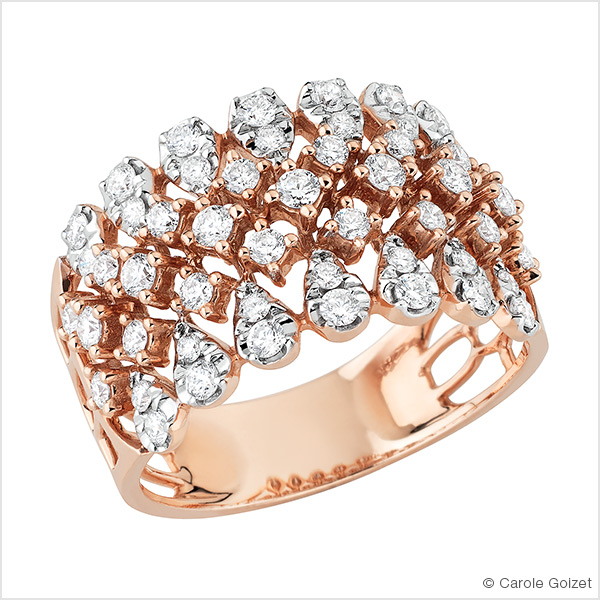Bague « Dentelle diamants » Or rose et diamants