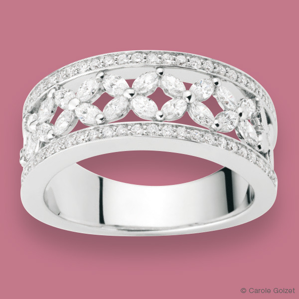 Bague « Dentelle » Or gris et diamants