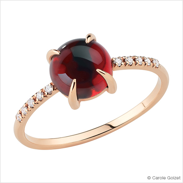 Bagues « Pivoine » Or rose ou blanc, diamant jaune et diamants ou rubis et diamants