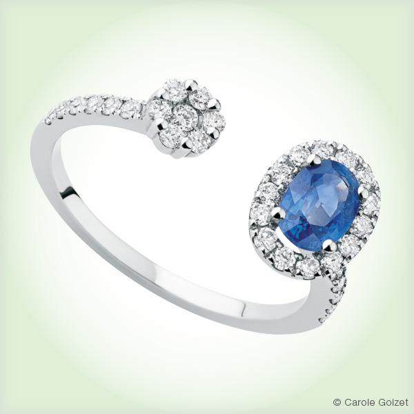 Bague « Envy » Or blanc, saphir et diamants.