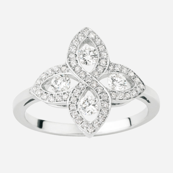 Bague « Flamme » Or gris et diamants