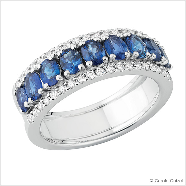 Bague « Lagon PM » Or blanc, Saphir et diamants