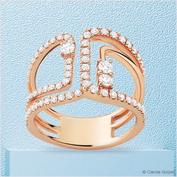 Bague « Hawaï » or rose & diamants