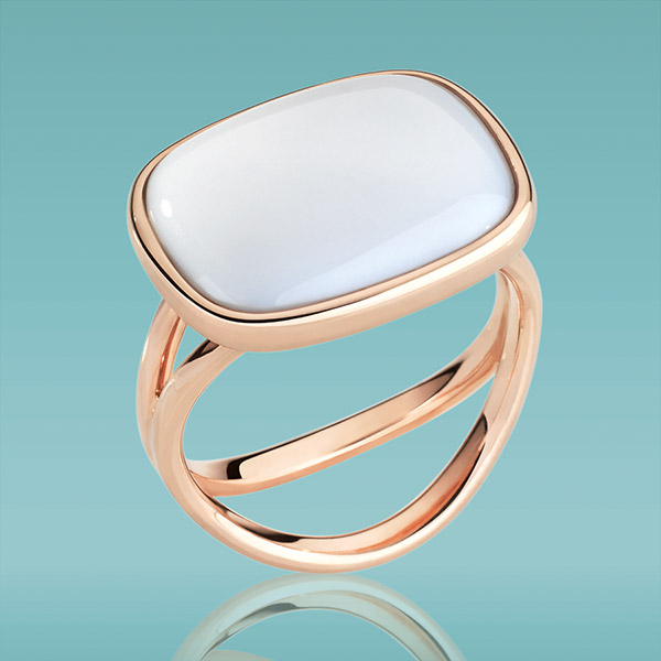 Bague « Majorque » or rose, saphirs multicolores & diamants