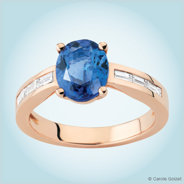 Bague « Indigo » Or rose, tanzanite et diamants