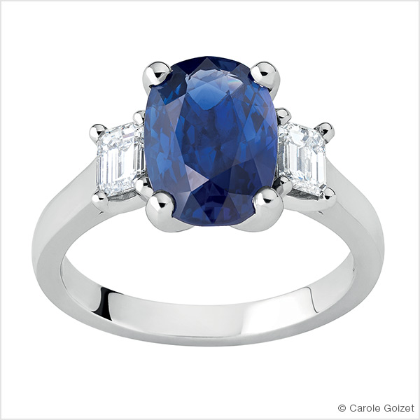 Bague « Intemporelle » Or blanc saphir et diamants