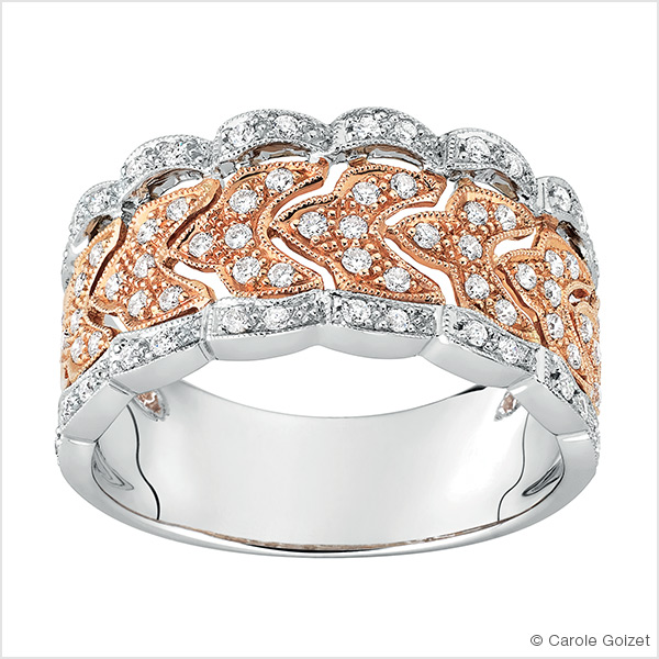Bague « Luxuriante » Or blanc et rose et diamants