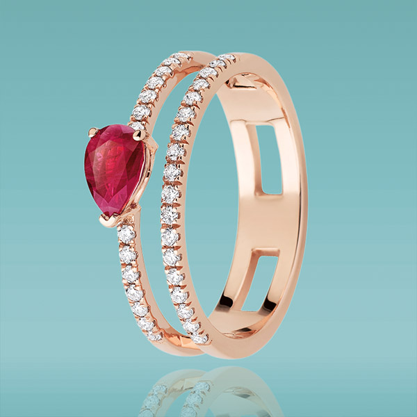 Bagues « Madère » or rose perlée ou or rose & diamants