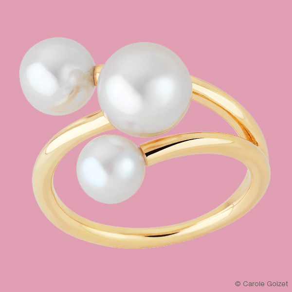 Bague « Opéra » bague Or jaune et perles akoya du japon