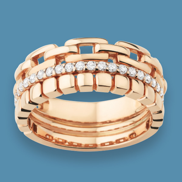 Bague « Place des Vosges » Or rose et diamants