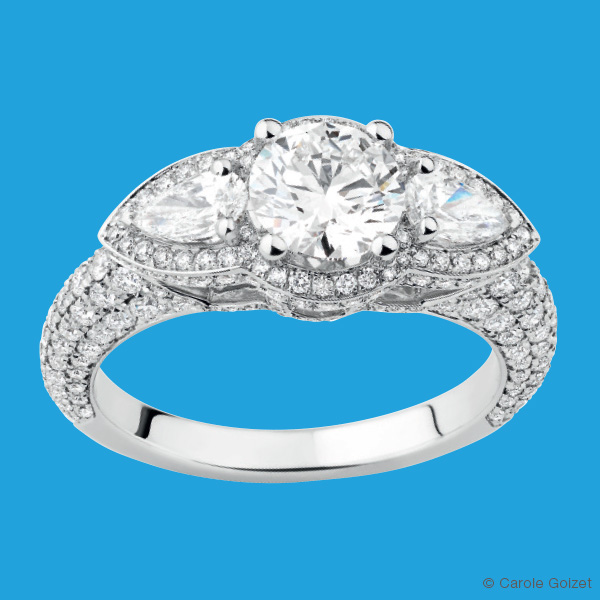 Bague « Queen »  Or blanc et diamants 