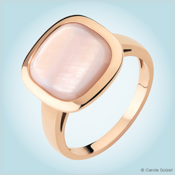 Bague « Rêve nacré » Or rose et nacre rose