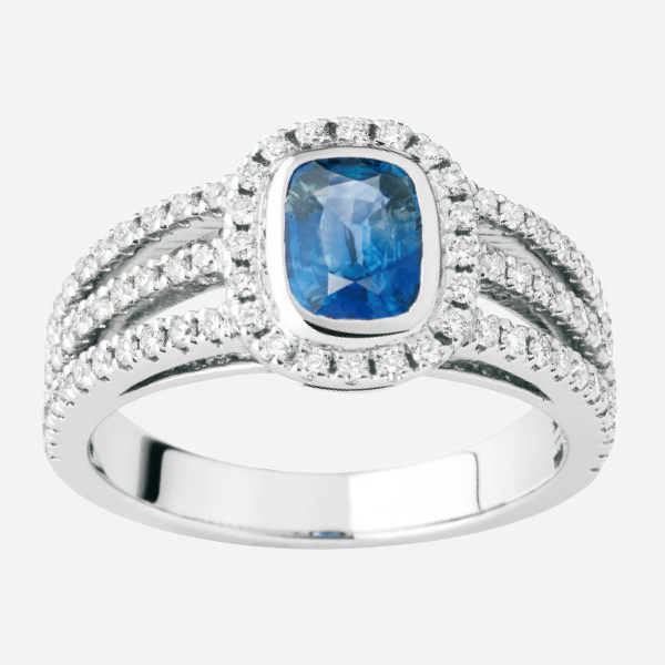 Bague « Saint Germain » Or gris, saphir et diamants