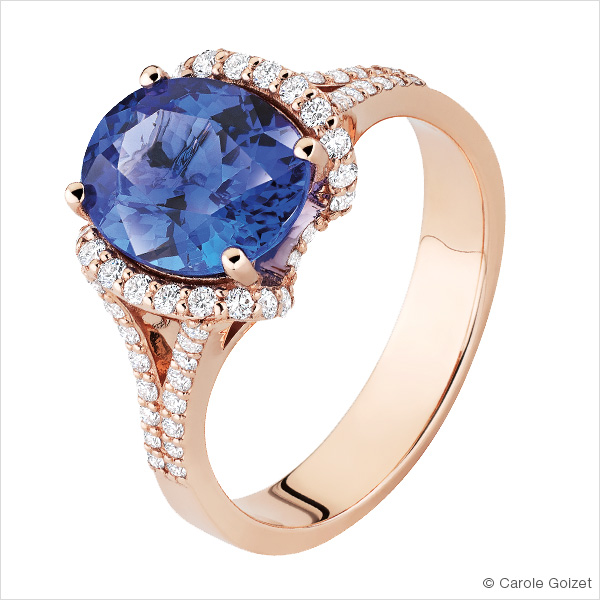 Bague « Saint-Louis » bague Or rose, tanzanite et diamants