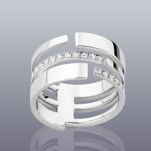 Bague « Savone » or blanc et diamants