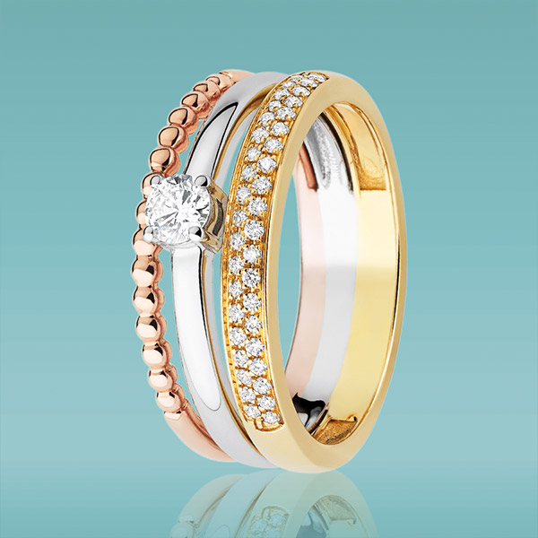 Bague « Malte » or rose & diamants
