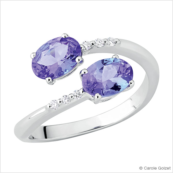 Bague « Toi & Moi Indigo » Or blanc, tanzanites et diamants