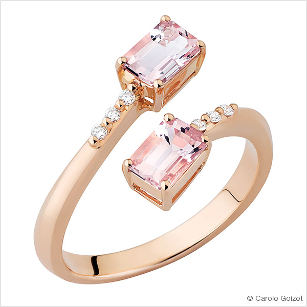 Bague « Toi & Moi Nude » Or rose, Morganites et diamants