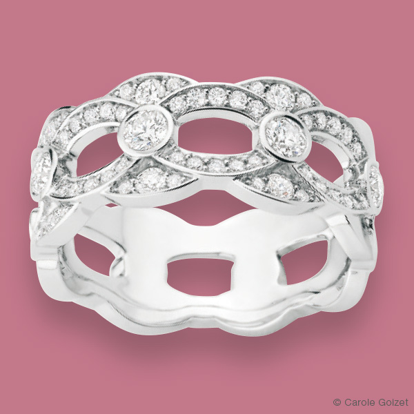 Bague « Tresse Diamants » Or gris et diamants