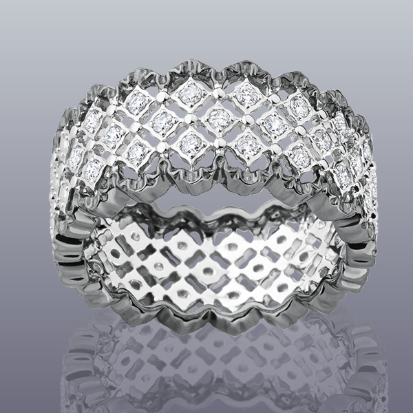 Bague « Turin » or blanc, or noir et diamants