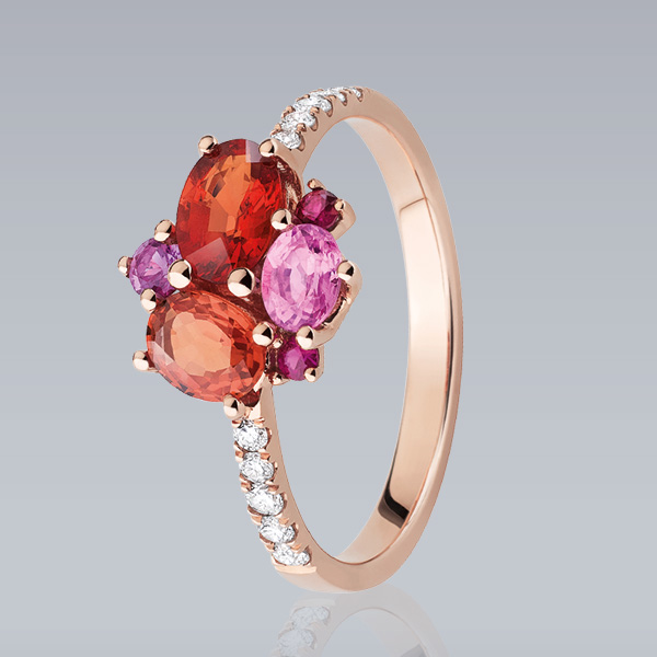 Bague « Venise » or rose, saphirs et diamants