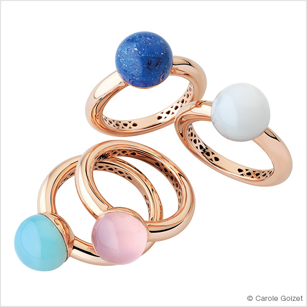 Bagues « Candy » Or rose et pierres fines au choix 