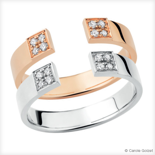Bagues « Elégance » Or blanc ou rose et diamants
