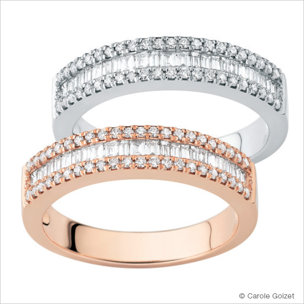 Bagues « Elle »	Or blanc ou rose et diamants