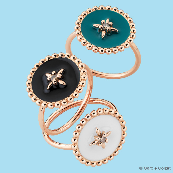 Bagues « Montsouris » bagues Or rose, émail et diamants