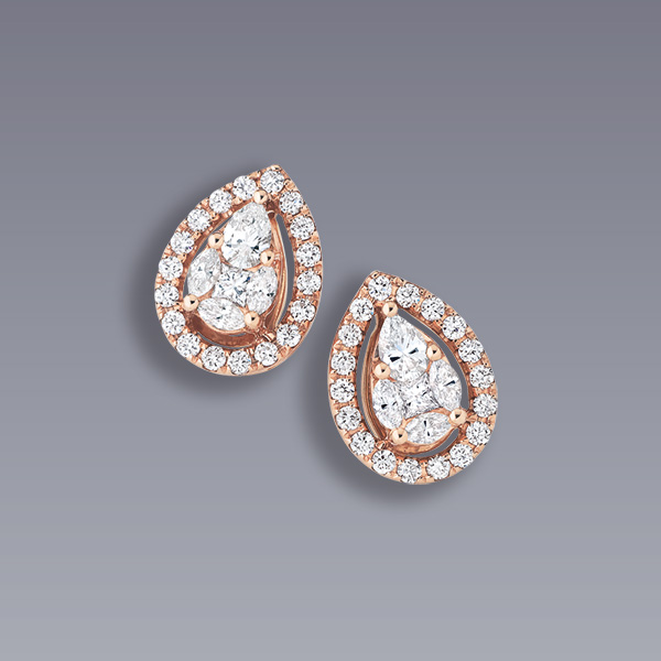 Boucles d’oreilles « Côme » or rose et diamants